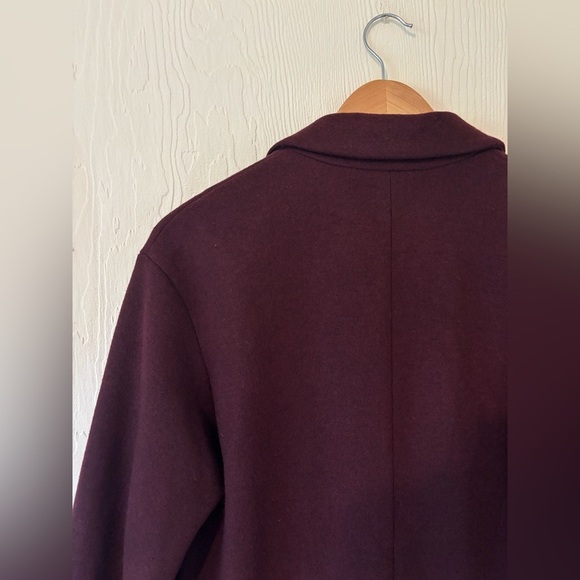 Selected Femme Purple Maroon Burgundy Eggplant Plum Wool Blend Midi Coat Jacket - Picture 9 of 13